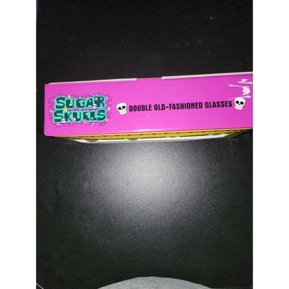 Sugar Skulls Double Old Fashioned Glasses Set Of 4 New in Box - Picture 2 of 4